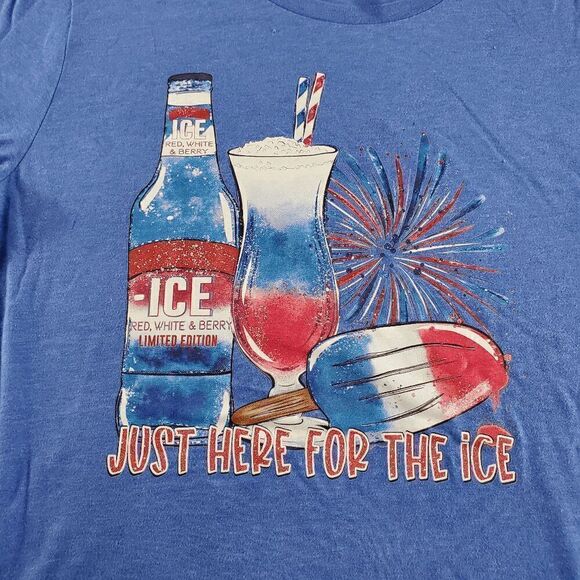 Independence Day Shirt Mens Large Blue Bella + Canvas Ice Cold Drink 4th of July - Picture 5 of 8